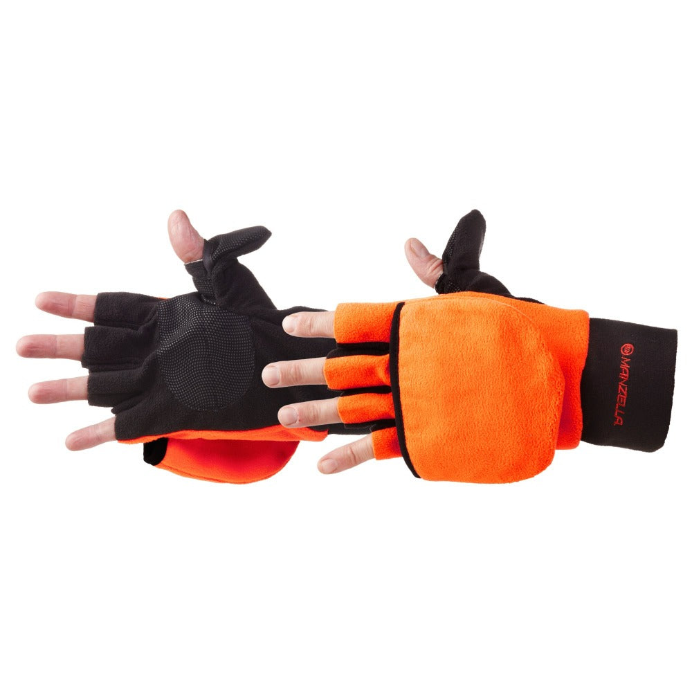 Men's Hunter Convertible Gloves in Blaze Orange Pair Side Profile
#color_blaze-orange
