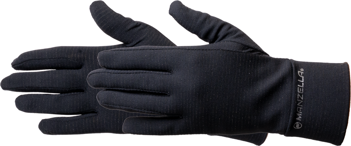 Black men's Quest sport glove by Manzella with TouchTip® technology for touchscreen compatibility.
#color_black
