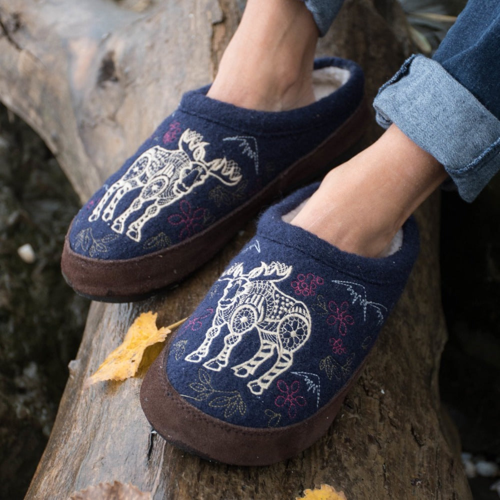 10077 Women's Forest Mule Slippers #color_chocolate-owl
