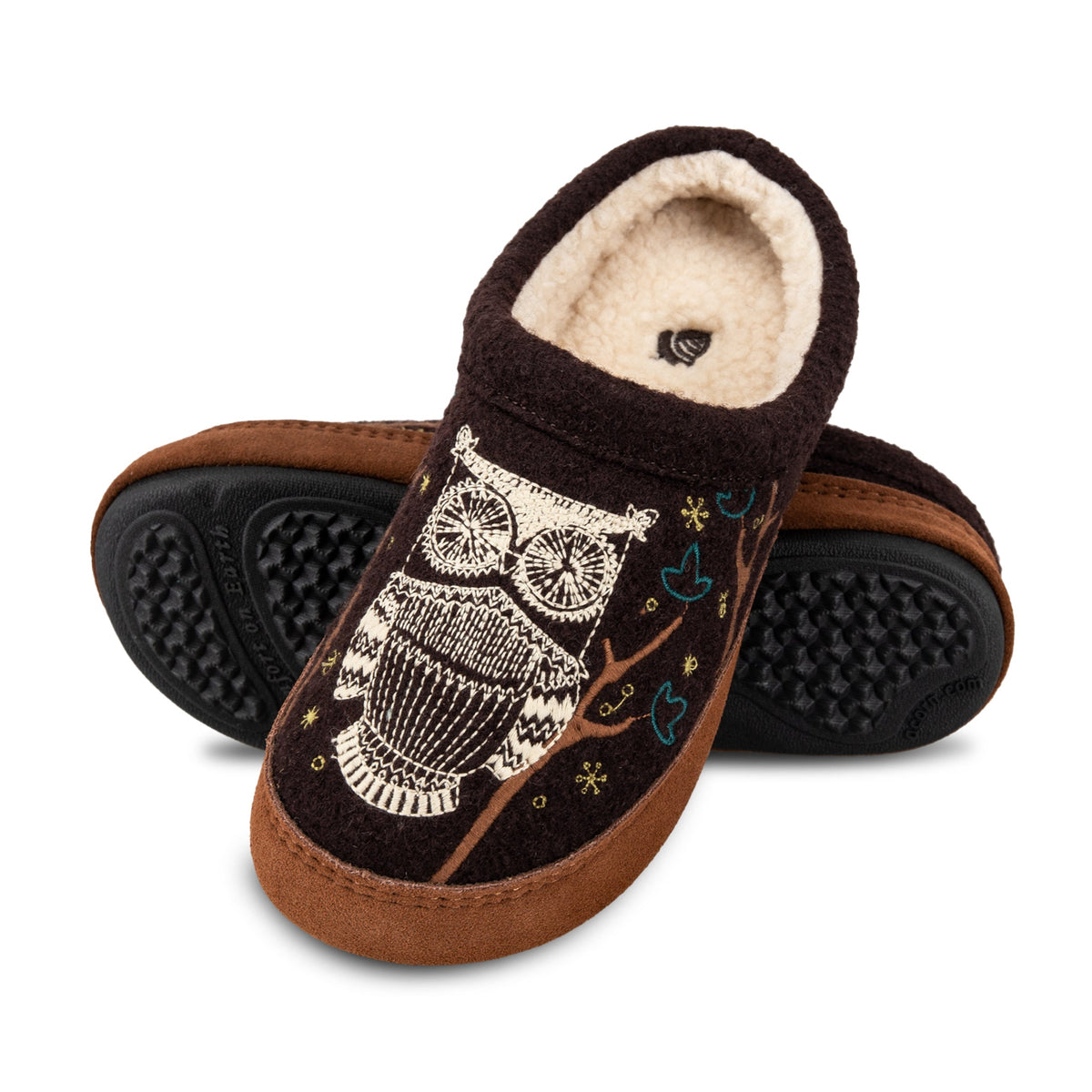 10077 Women's Forest Mule Slippers #color_chocolate-owl
