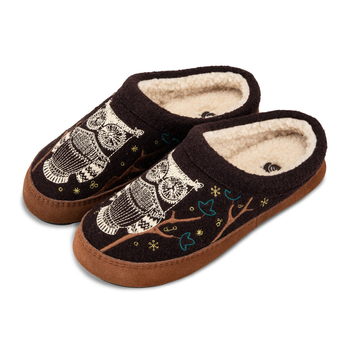 10077 Women's Forest Mule Slippers #color_chocolate-owl