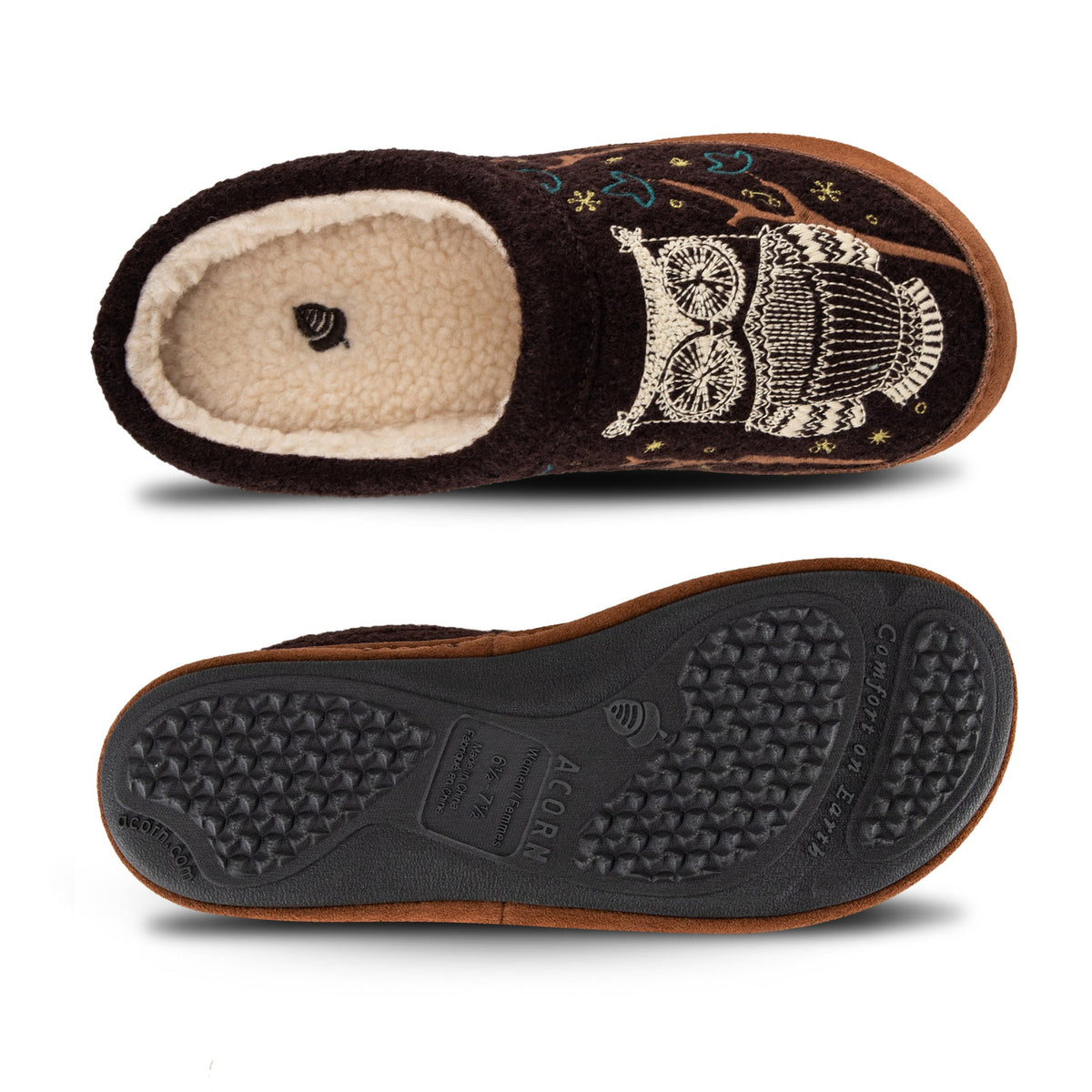 10077 Women's Forest Mule Slippers #color_chocolate-owl