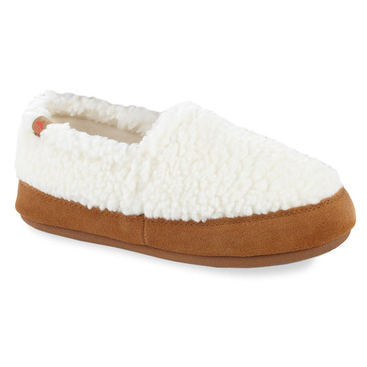 Women's Fleece Moc Slippers in Buff Popcorn Right Angled View #color_buff-popcorn