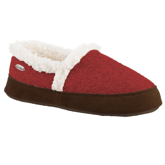 Women's Moc Ragg Slippers Red Ragg Wool Right Angled View#color_red-ragg-wool