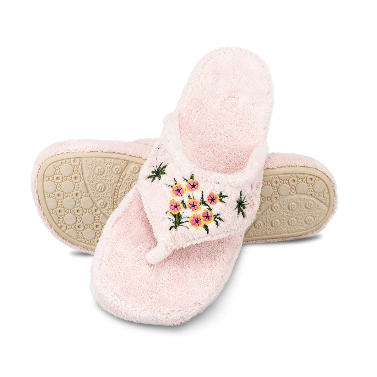 Women's Spa Pink Embroidered Colored Flip Flop Slippers

#color_pink-embroidered