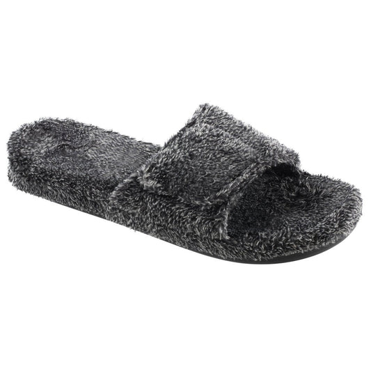 Men's Spa Slide Slippers in Black Right Angled View#color_black