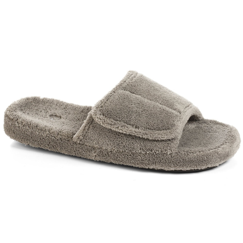 Men's Spa Slide Slippers in Gray Right Angled View#color_grey