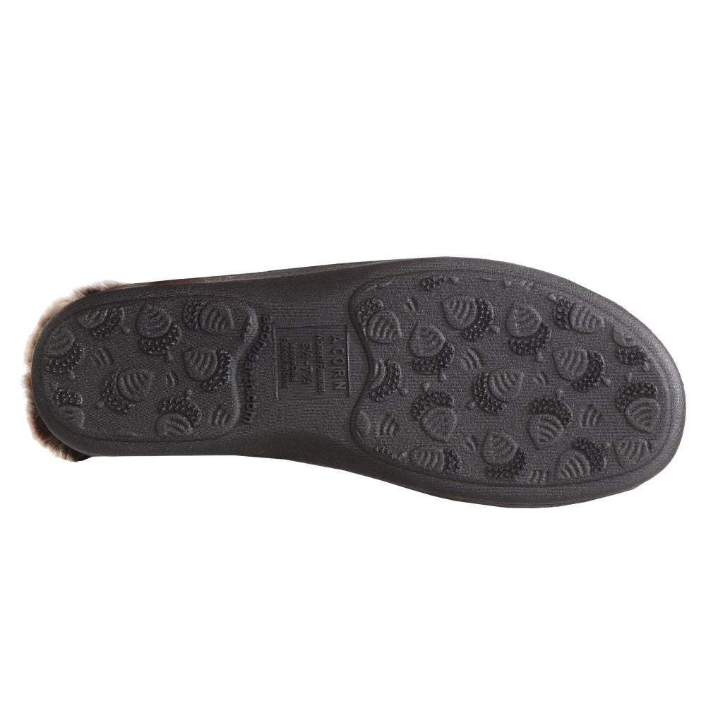 Women's Faux Fur Collar Slippers in Black Bottom Sole Tread#color_black