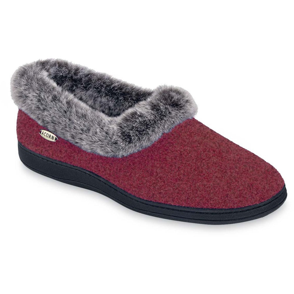Women's Faux Fur Collar Slippers in Crackleberry Right Angle View#color_crackleberry