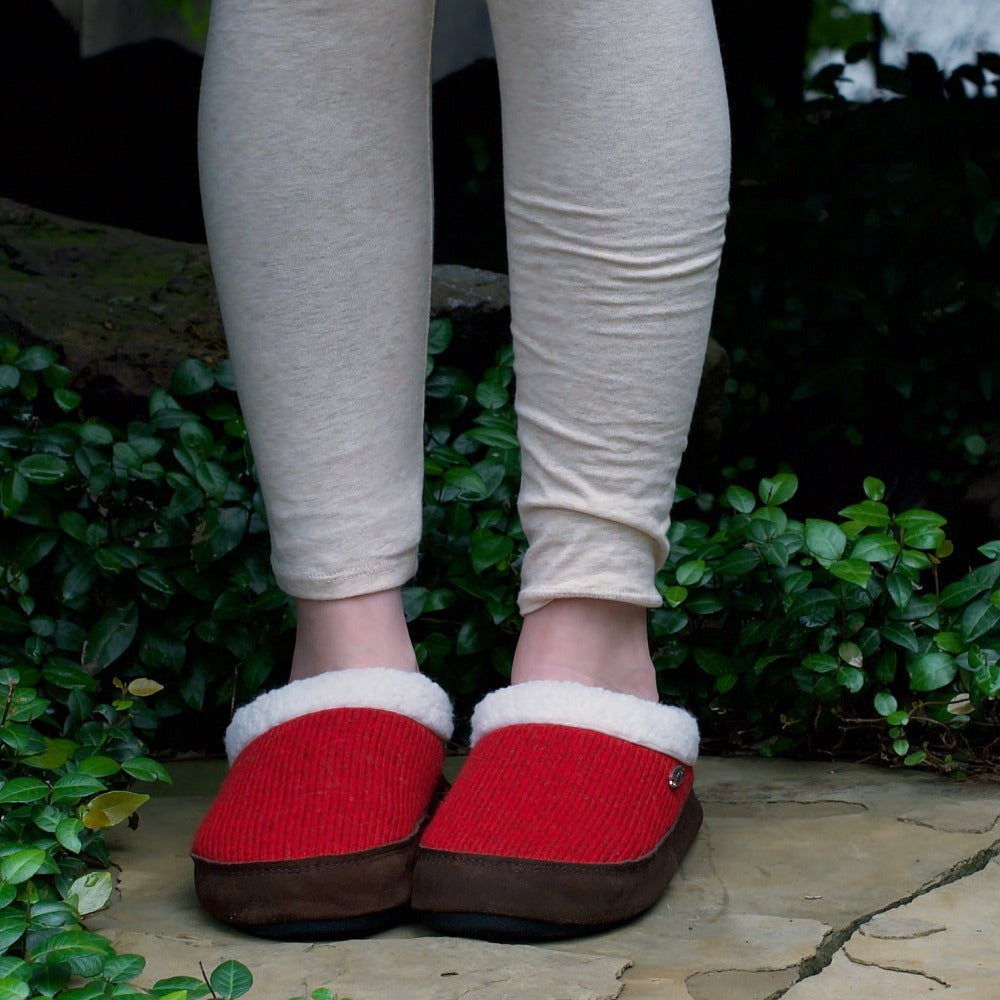 Women's Ragg Wool Red Clog Slipper