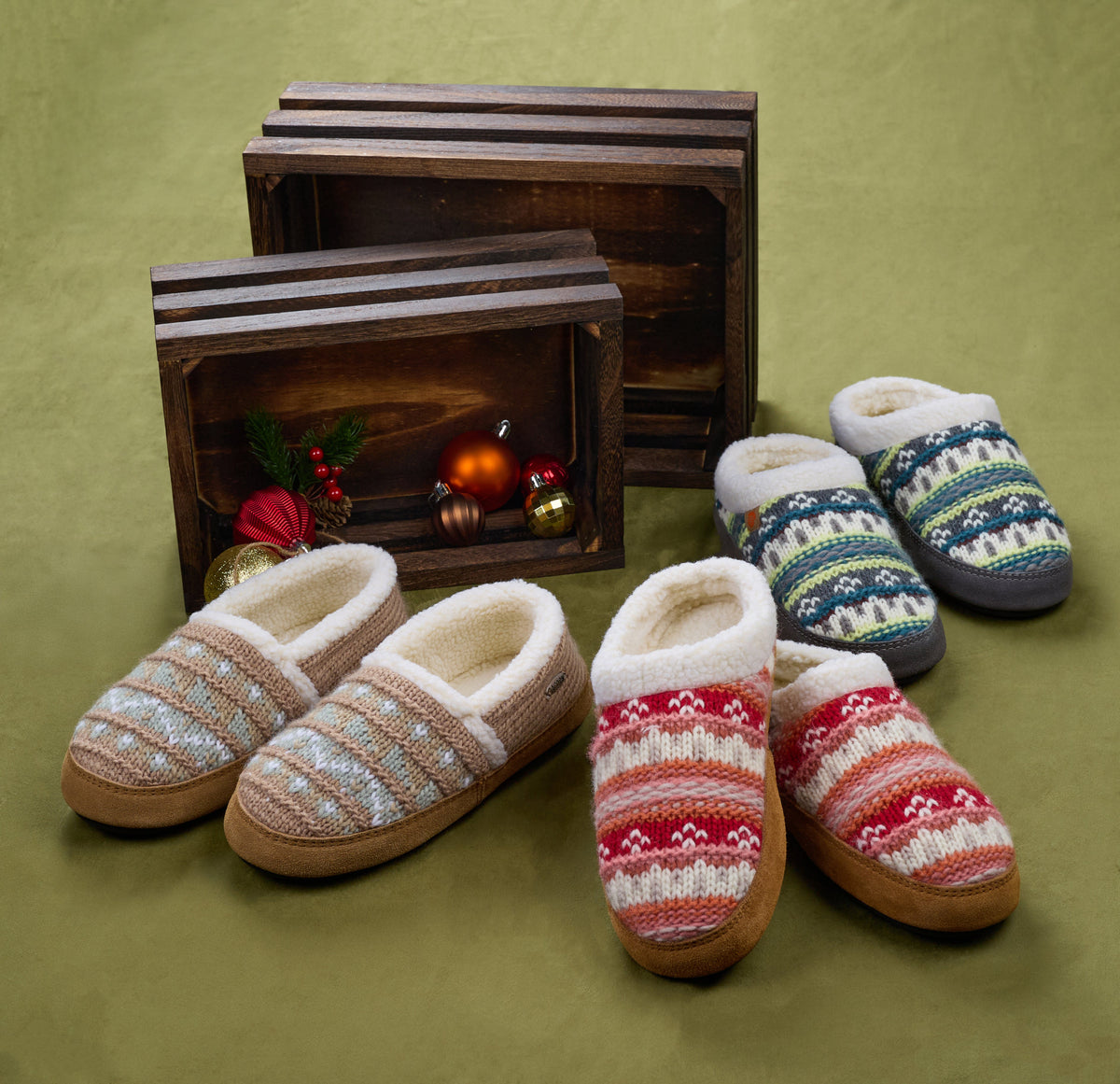 Women's Fairisle Knit Sunset Red Clog Slipper

#color_sunset-red