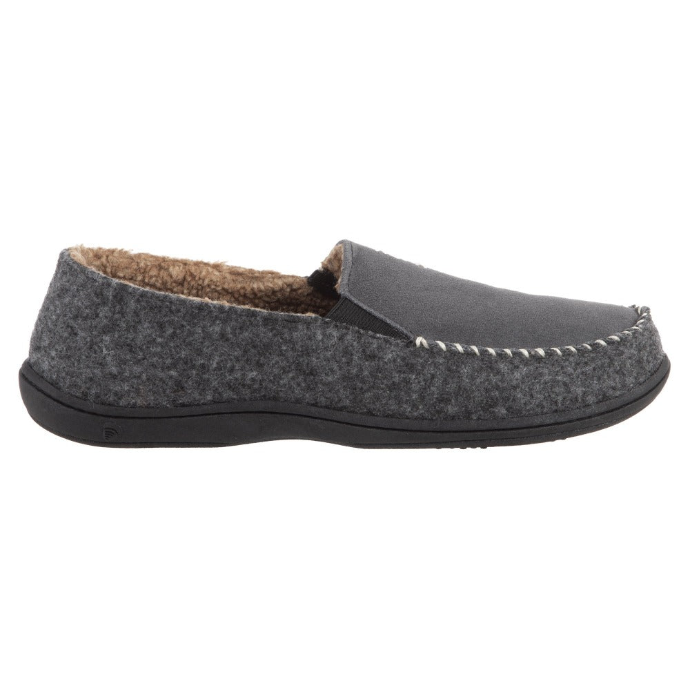 Acorn Men's Crafted Moc Slipper in Charcoal Profile View#color_ash