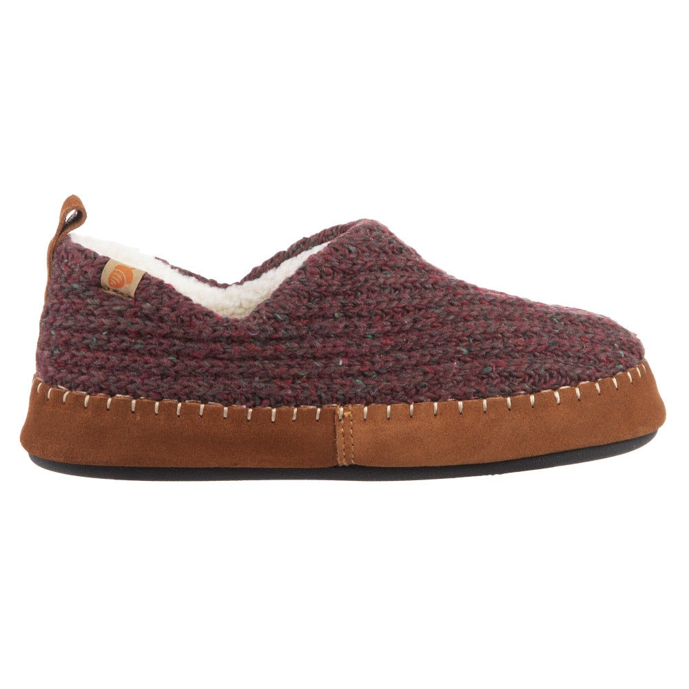 Acorn Camden Recycled Slipper in Garnet Side View#color_garnet