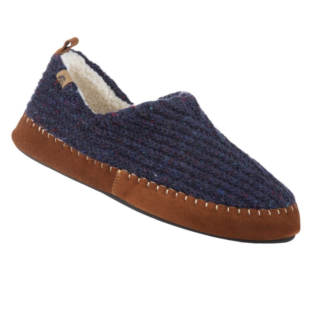 Acorn Men's Camden Recycled Yarn Slipper in Navy Angle View#color_navy