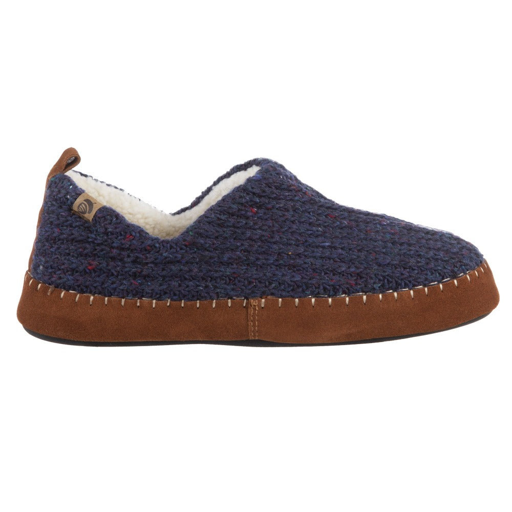 Acorn Men's Camden Recycled Yarn Slipper in Navy Side Profile View#color_navy
