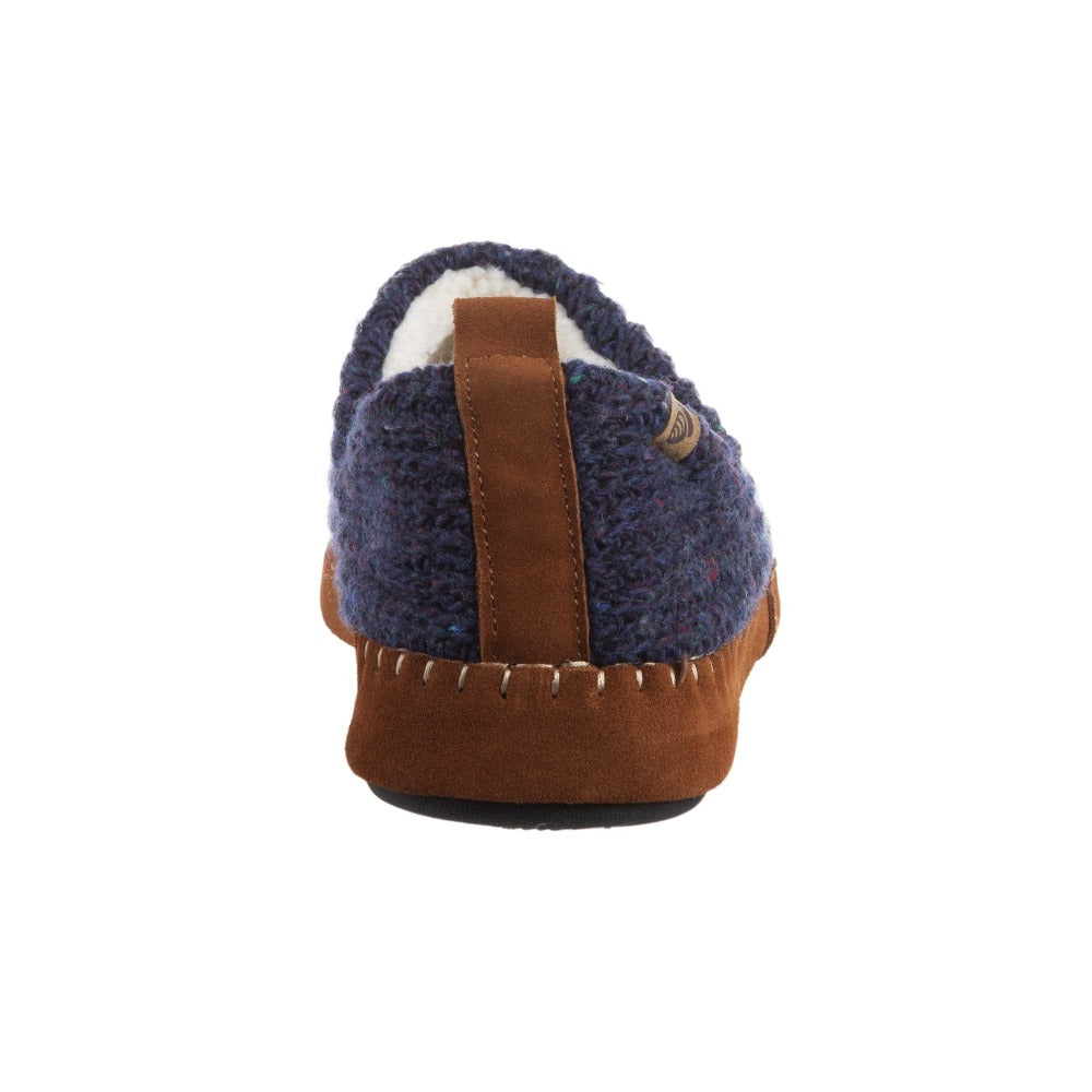 Acorn Men's Camden Recycled Yarn Slipper in Navy Back Heel View#color_navy