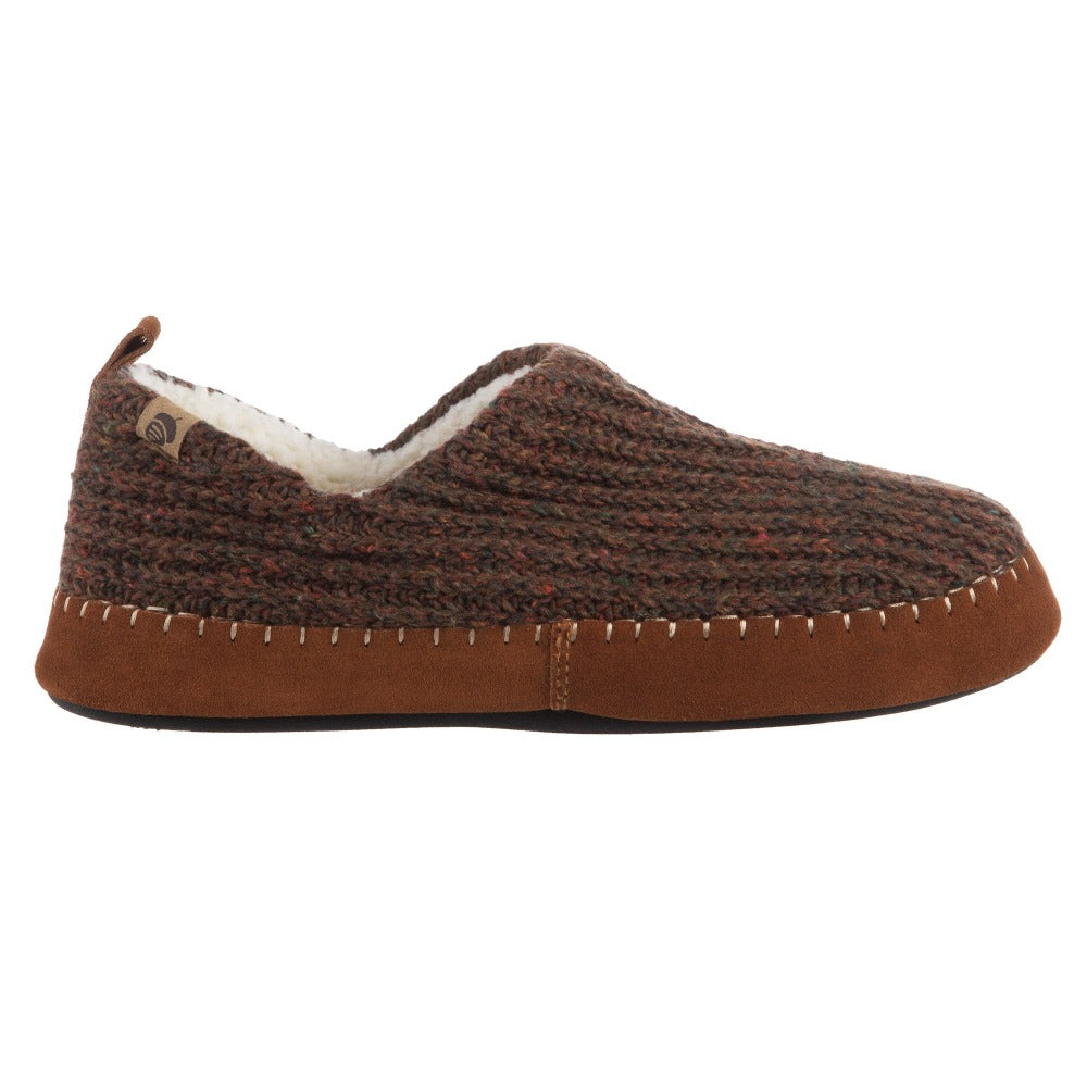Acorn Men's Camden Recycled Yarn Slipper in Walnut Side Profile View#color_walnut