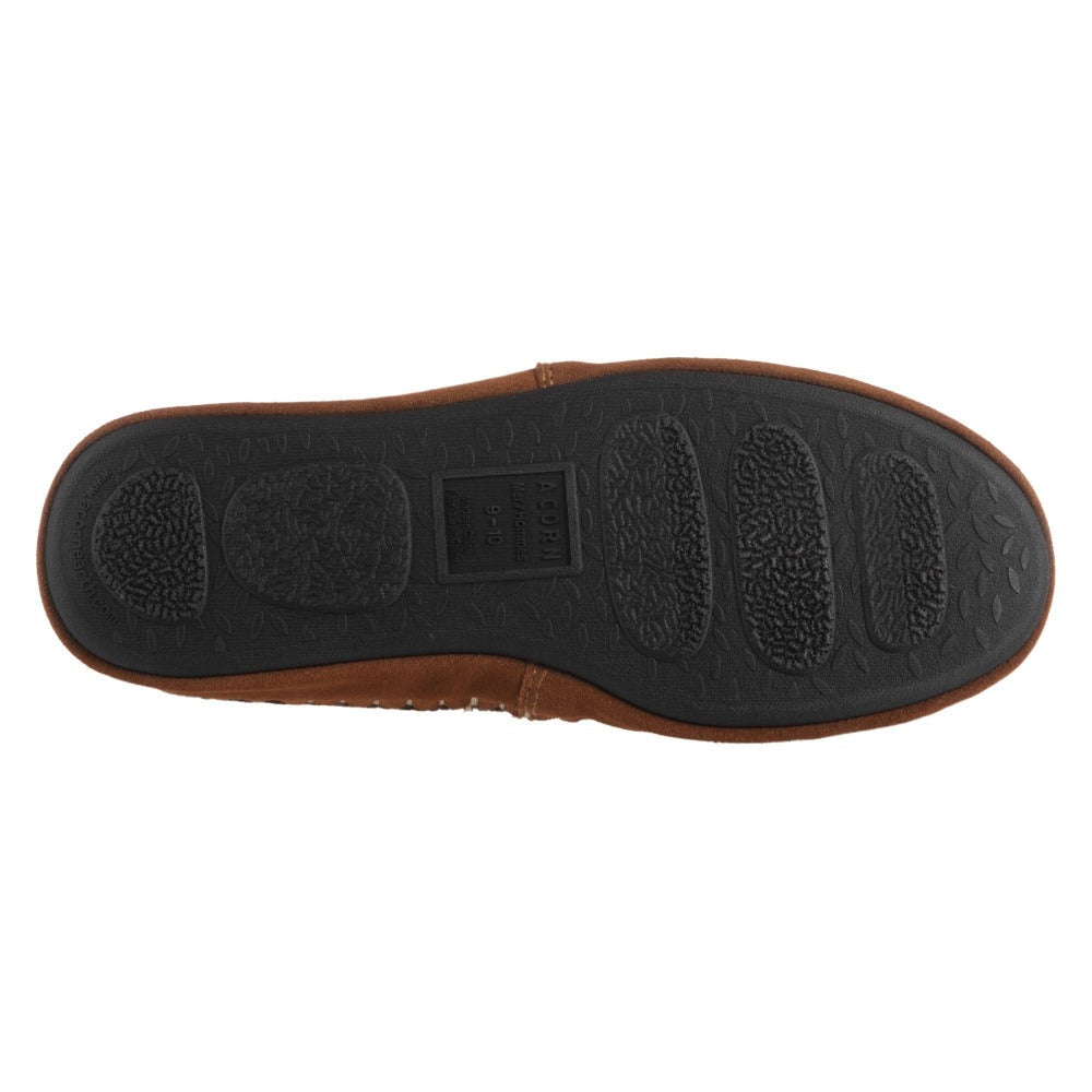 Acorn Men's Camden Recycled Yarn Slipper in Walnut Indoor Outdoor Sole View#color_walnut