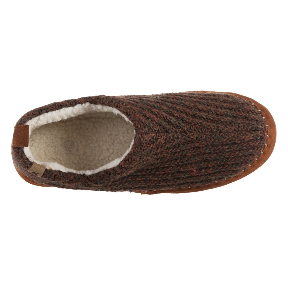 Acorn Men's Camden Recycled Yarn Slipper in Walnut Side Top Down View#color_walnut