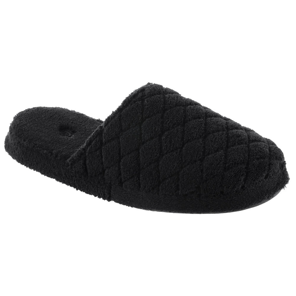 Women's Spa Quilted Clog in Black Right Angled View#color_black