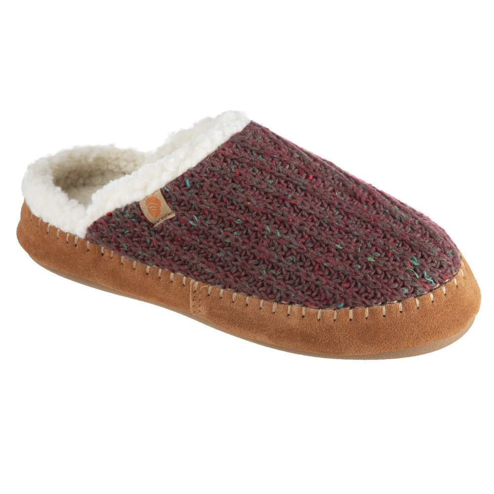 Women’s Recycled Camden Clog in Garnet Right Angled View#color_garnet