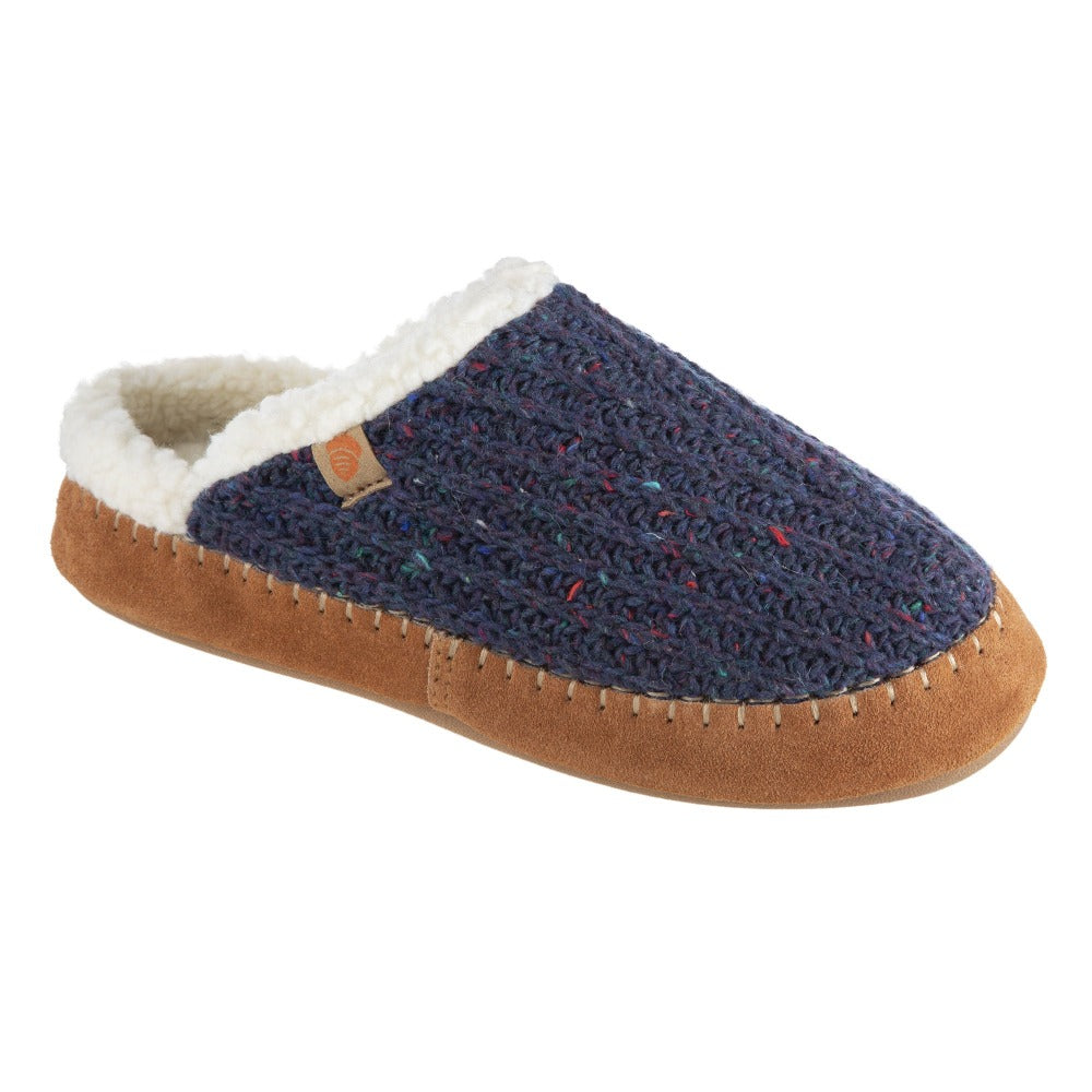 Women’s Recycled Camden Clog in Navy Blue Right Angled View#color_navy