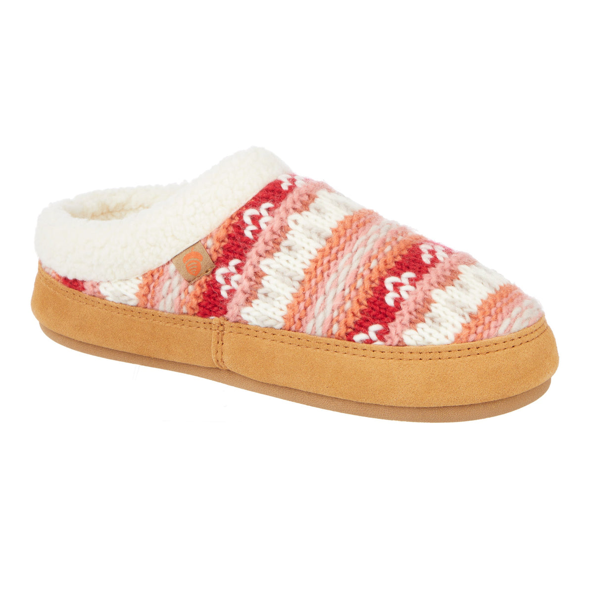 Women's Fairisle Knit Coral Color Clog Slipper

#color_coral