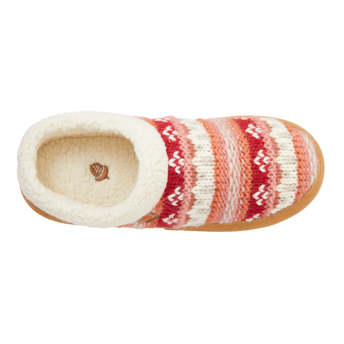 Women's Fairisle Knit Coral Color Clog Slipper

#color_coral