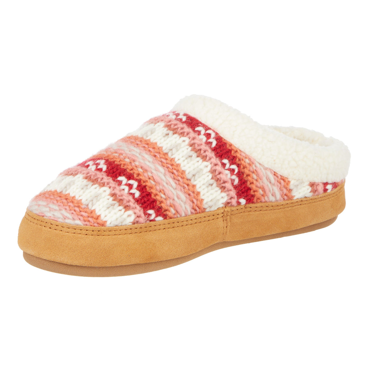 Women's Fairisle Knit Coral Color Clog Slipper

#color_coral