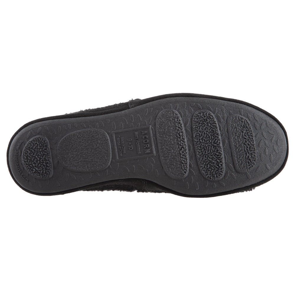 Men’s Acorn Moc with Collapsible Heel Slipper in Black Berber Bottom Sole Tread#color_black-berber