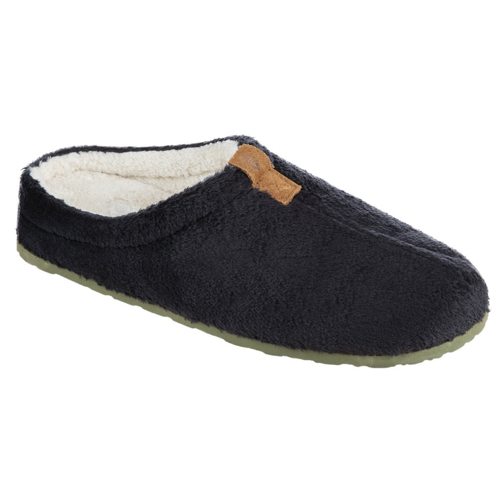 Women’s Algae-Infused Spa Slippers in Black Right Angled View#color_black