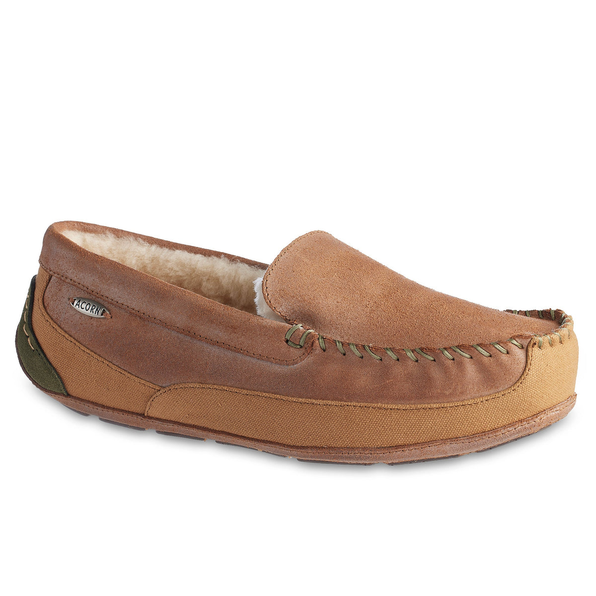 20164 Acorn Mens Hamilton Suede Driving Moccasin #color_buckskin