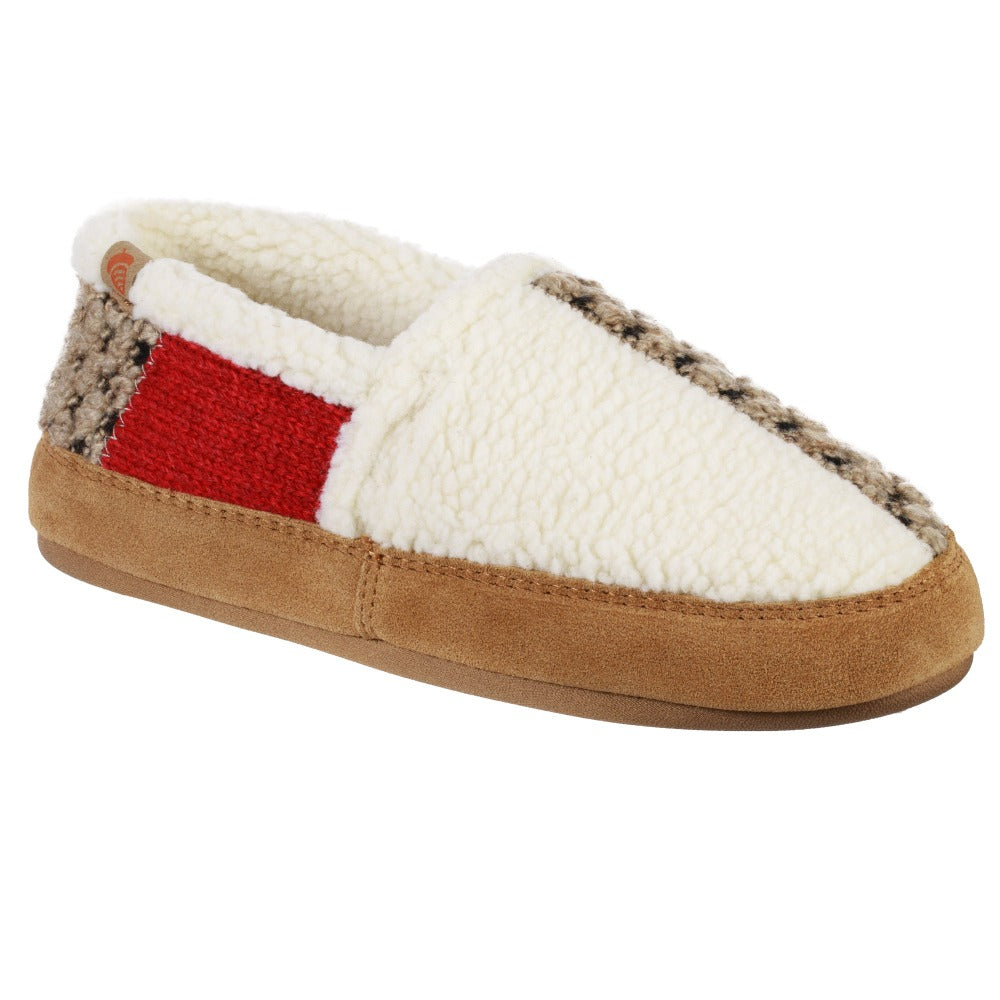 Women's Patchwork Meadow Moc in Red and Cream Right Angled View#color_red
