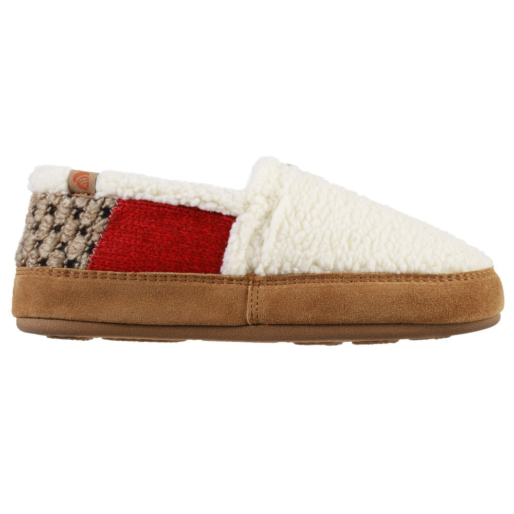 Women's Patchwork Meadow Moc in Red and Cream Profile#color_red