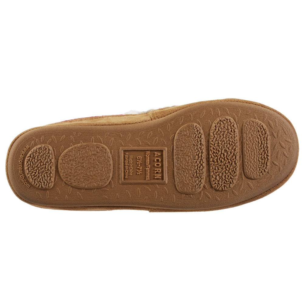 Women's Patchwork Meadow Moc in Red and Cream Bottom Sole Tread#color_red