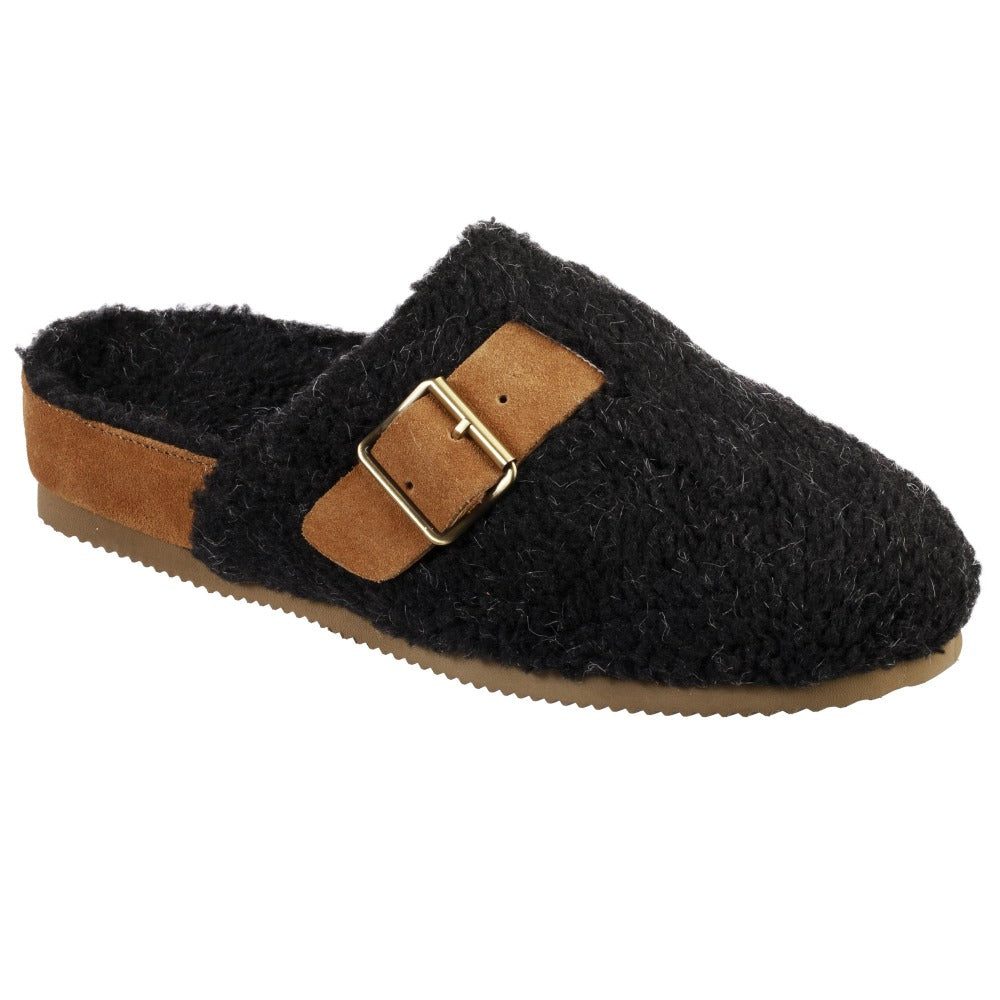 Women's Recycled Ela Clog in Black Angle View#color_black