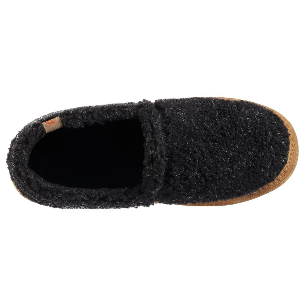 Women's Recycled Ela Moc in Black Berber Inside Top View#color_black
