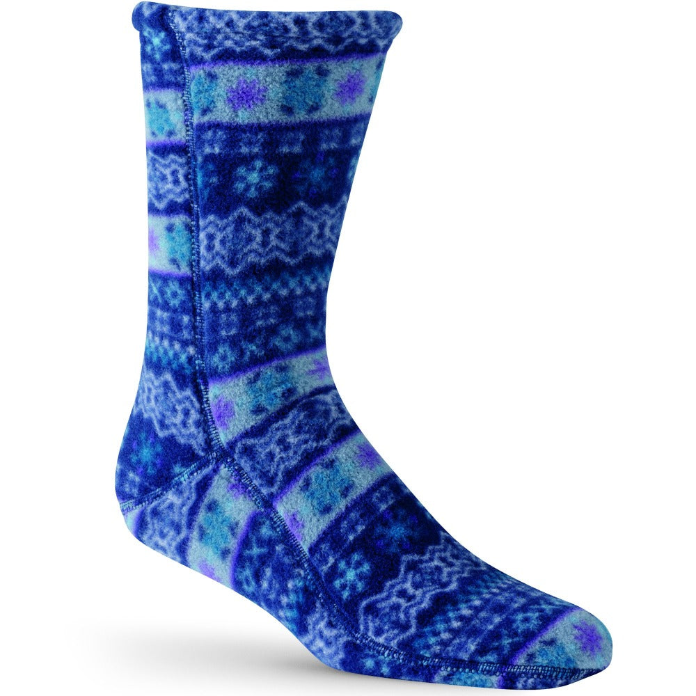 Versafit Fleece Cabin Socks in Black/Cream in Icelandic Blue#color_icelandic-blue
