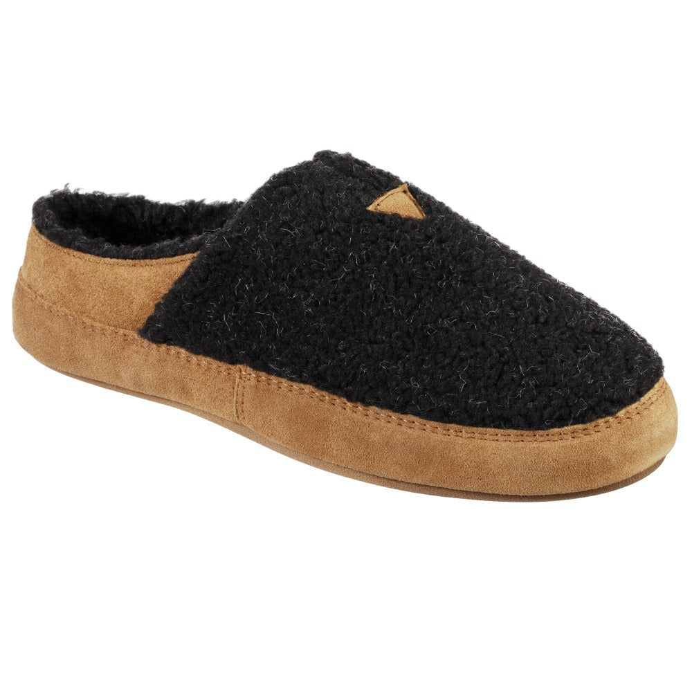 Men's Recycled Callum Hoodback Slippers in Black Angle View#color_black