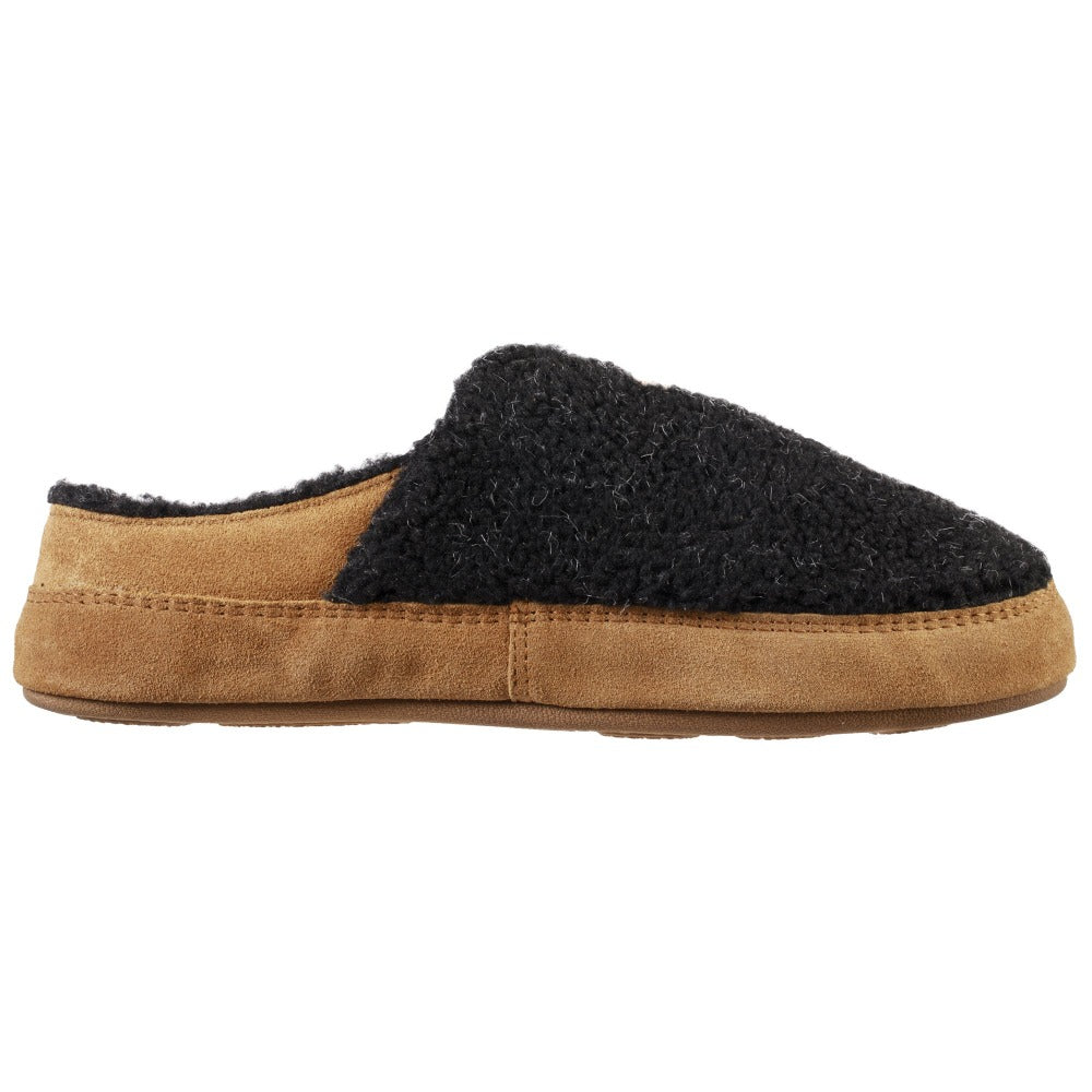 Men's Recycled Callum Hoodback Slippers in Black Side Profile View#color_black