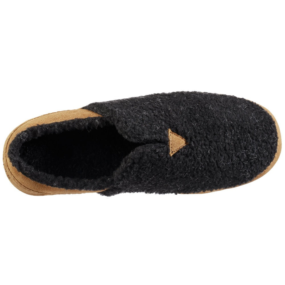 Men's Recycled Callum Hoodback Slippers in Black Top View#color_black