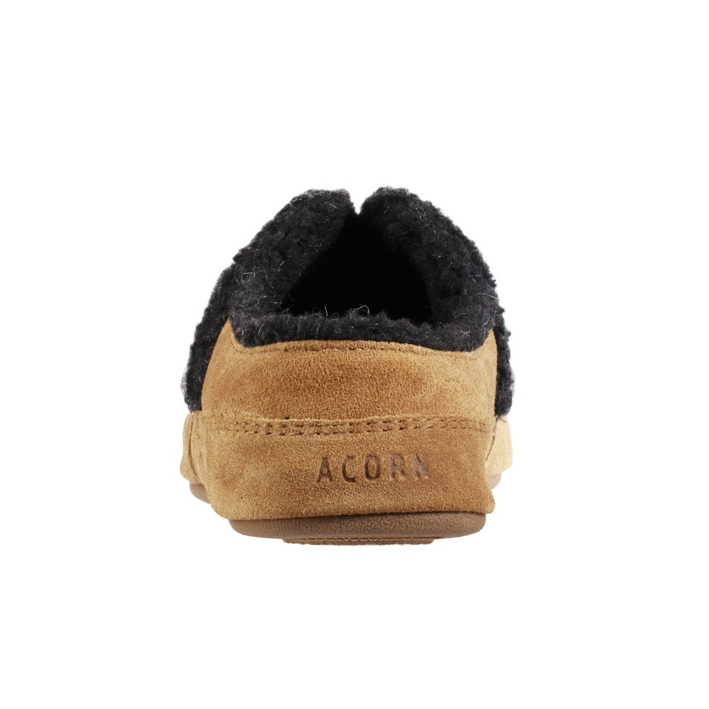 Men's Recycled Callum Hoodback Slippers in Black Back Heel View#color_black