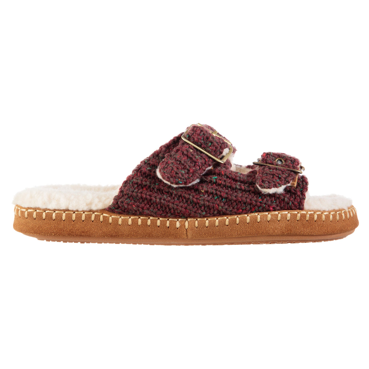 Women's Camden Double Buckle Slide -  Garnet side view#color_garnet