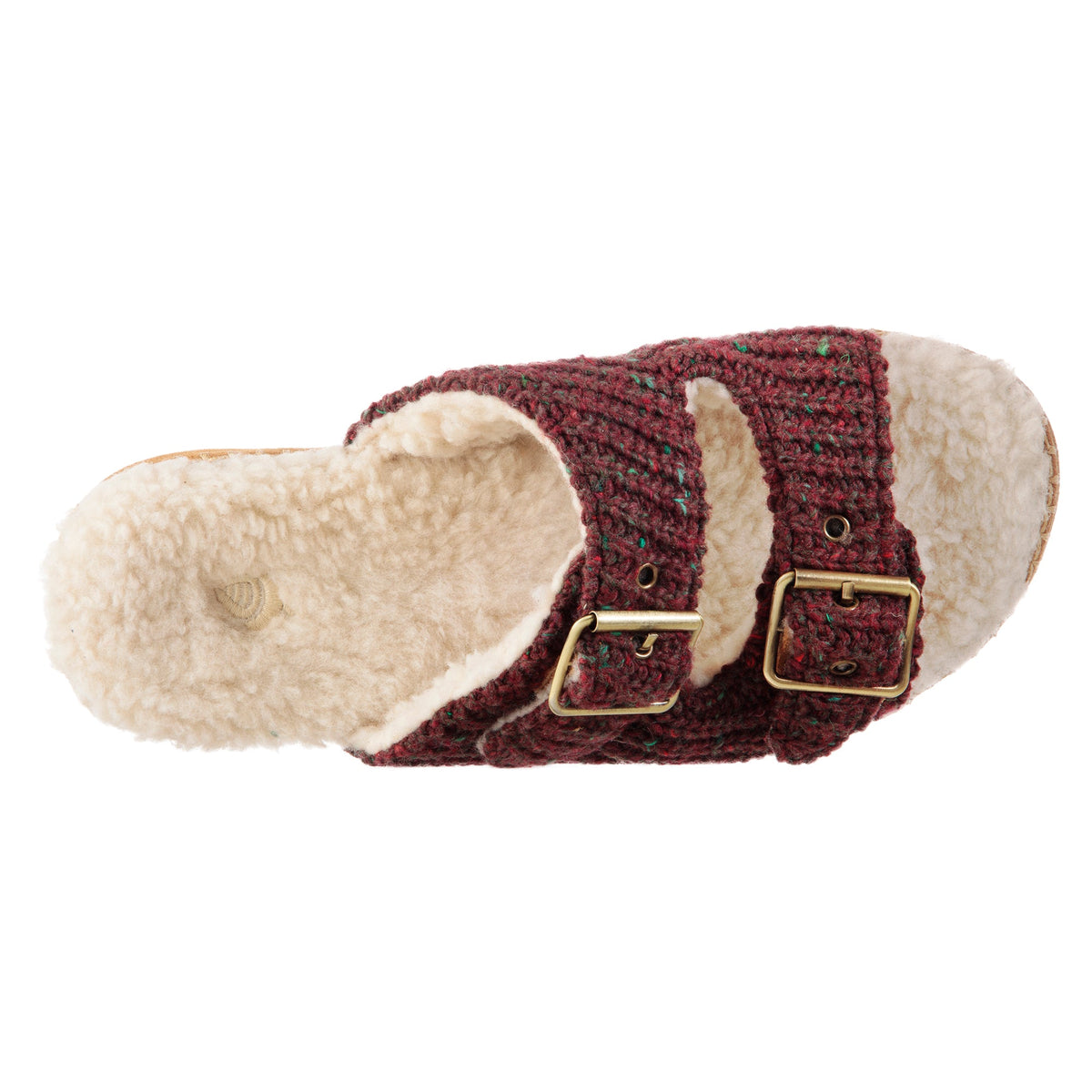 Women's Camden Double Buckle Slide -  Garnet top view#color_garnet