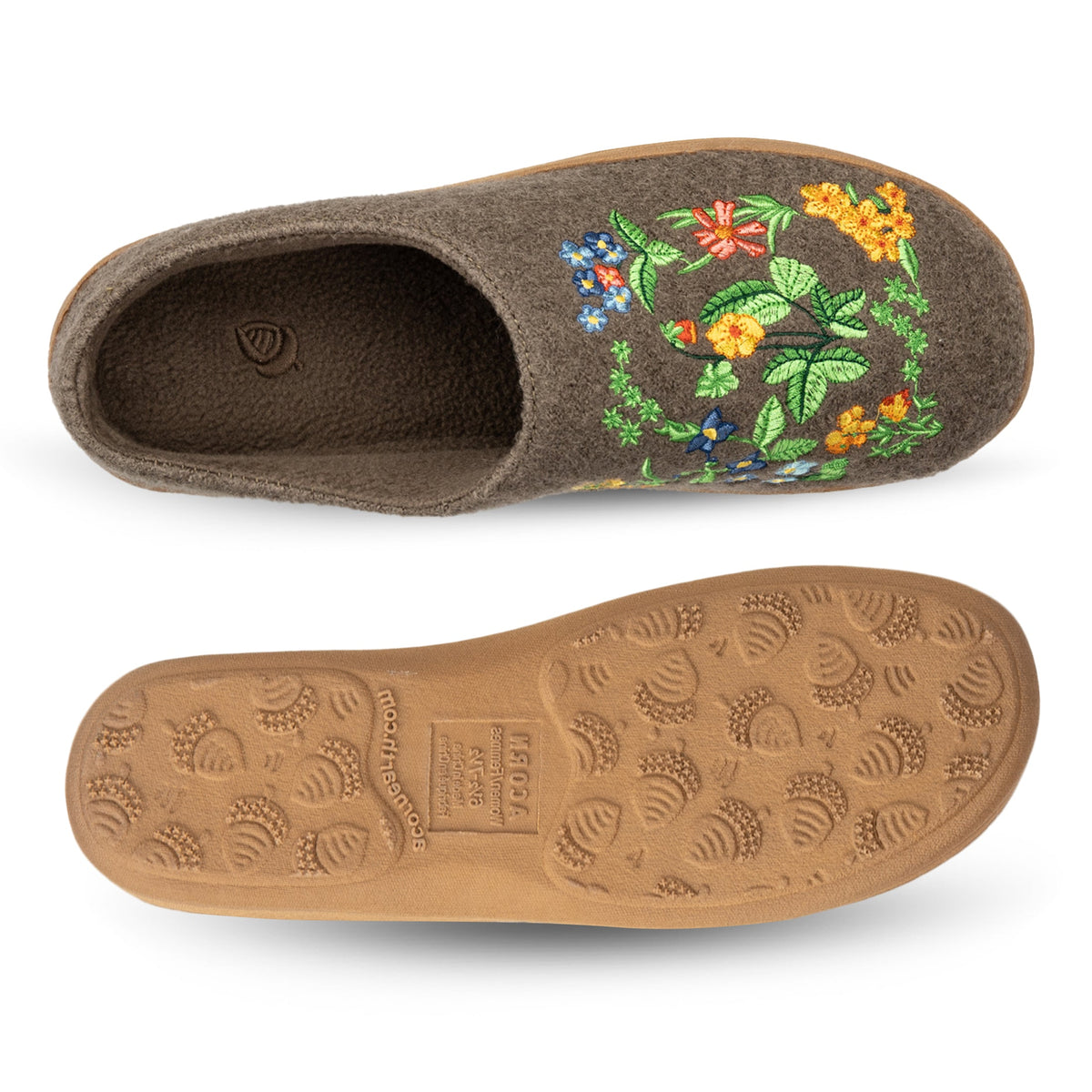 25207 Women's Embroidered Boiled Wool Clog #color_timber