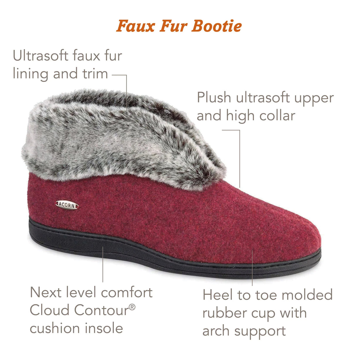 Women's Faux Fur Chinchilla Smokey Taupe Bootie Slipper

#color_smokey-taupe