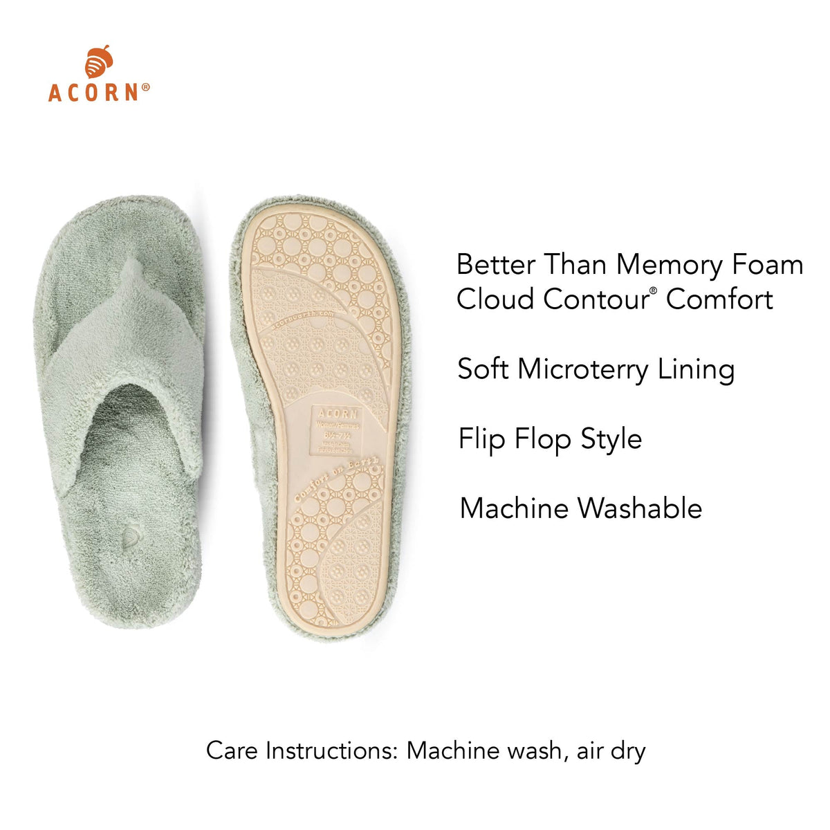 Women's Spa Desert Sage Colored Flip Flop Slippers

#color_desert-sage