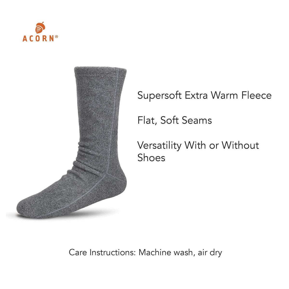 Versafit® Fleece Black Charcoal Sock

#color_charcoal