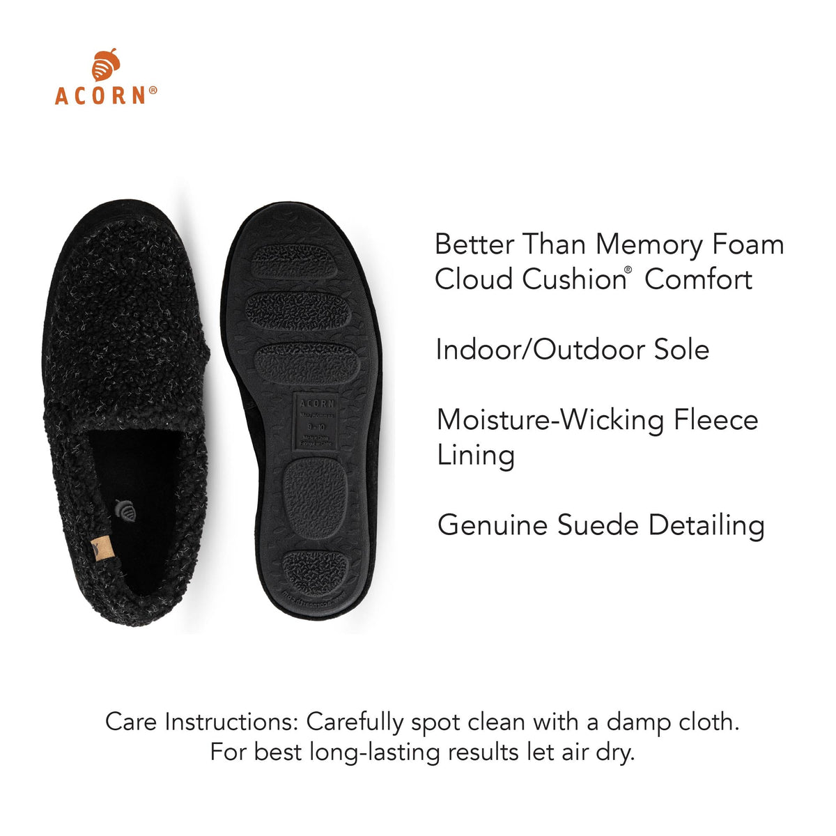 Men's Classic Moccasin Black Slipper
#color_black-berber