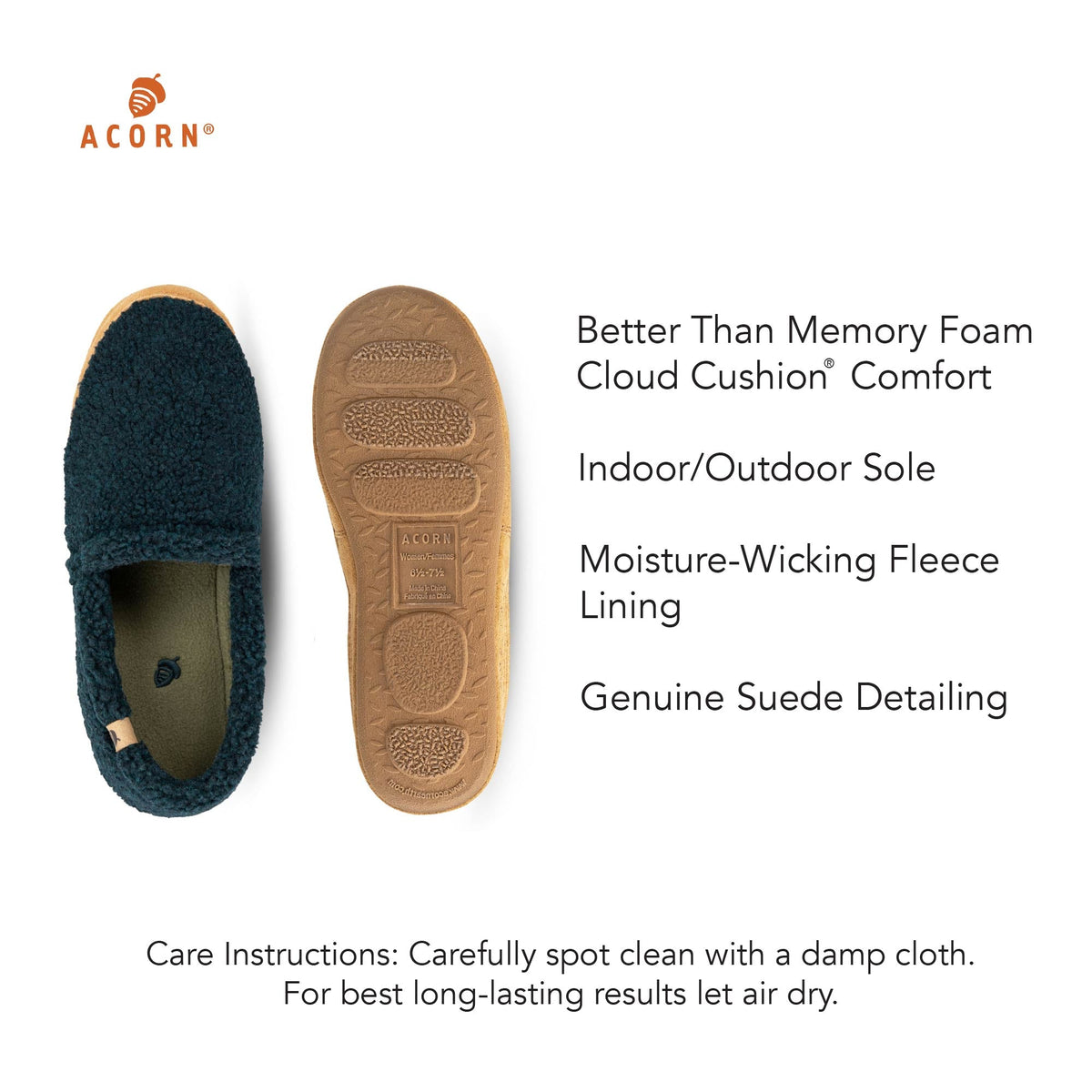 Men's Classic Moccasin Blue Slipper